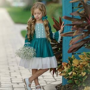 Girls Emerald Lace Party Dress Long Sleeve Holiday Special Occasion Toddler NWT